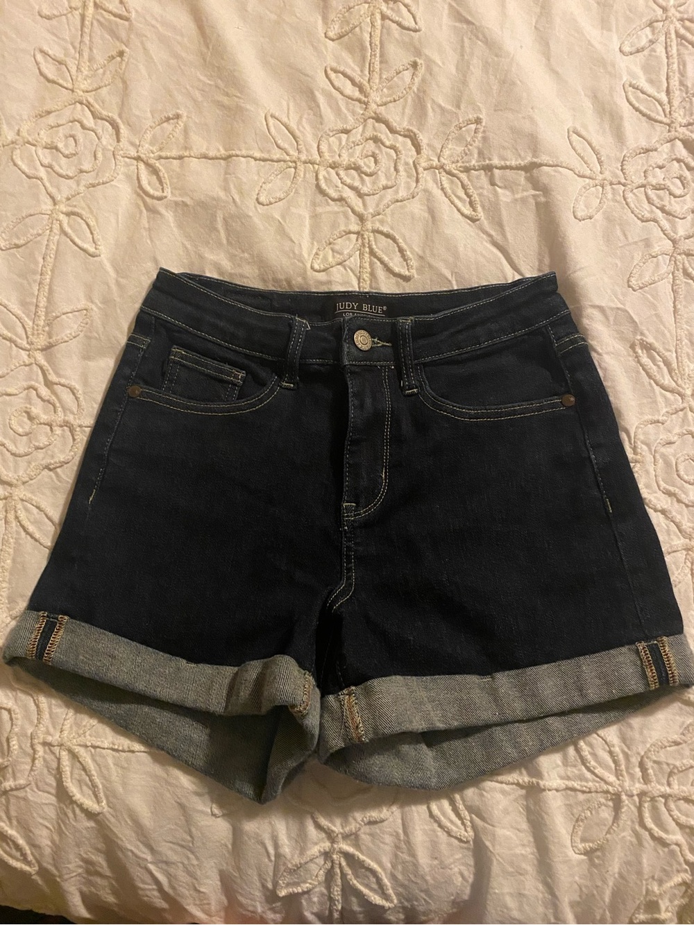 Judy Blue Dark Indigo Cuffed Denim Shorts